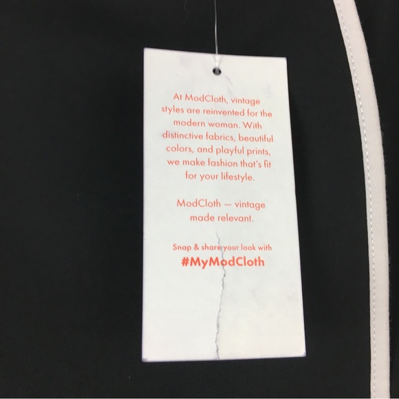 NWT Modcloth Black Pencil Mini Skirt White Piping Stripes Stretch 2 - Picture 10 of 12